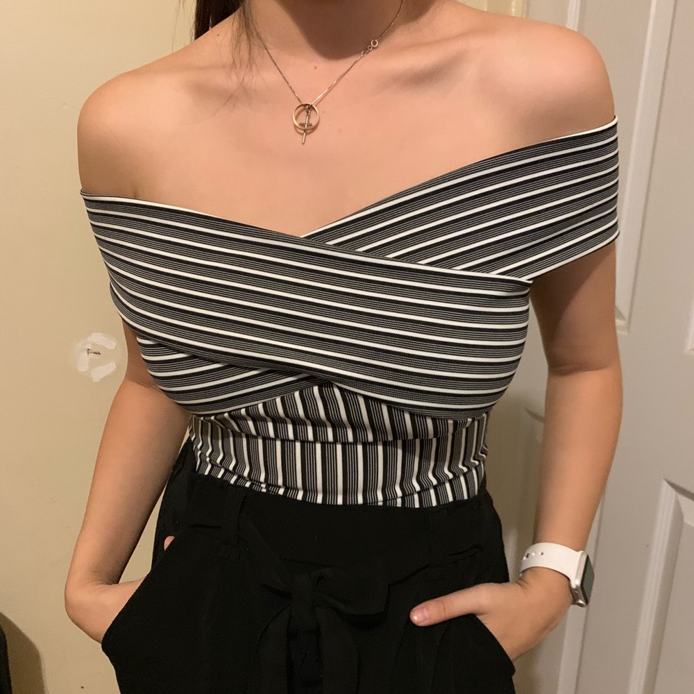 Striped Off the shoulder bodysuit